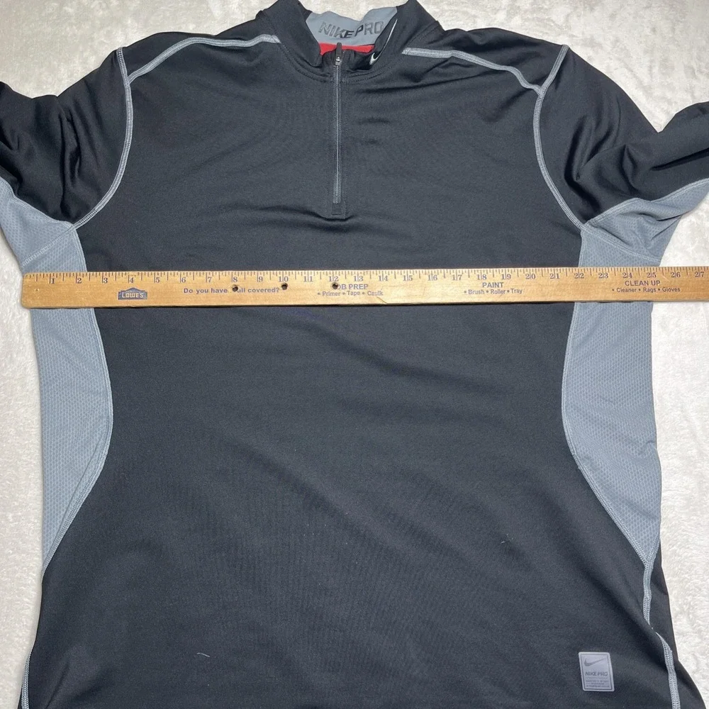 Nike Pro Dri Fit Neck Swoosh Mens Black Size XXL 1/4 Zip Pullover Shirt Golf